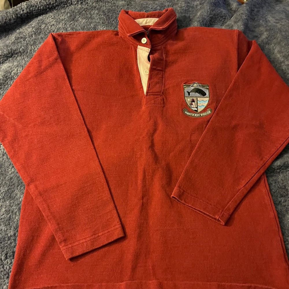 MENS NANTUCKET WHALER 1837 SOLID KNIT COLLAR RUGBY